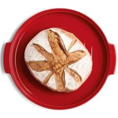 Emile Henry Seramik Yuvarlak Ekmek Fırın Kabı (32,5x30x14 / 5,2 Litre) Kırmızı/Burgundy