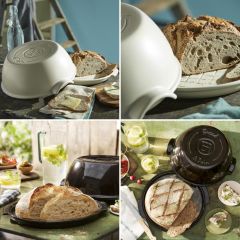 Emile Henry Seramik Yuvarlak Ekmek Fırın Kabı (32,5x30x14 / 5,2 Litre) Kırmızı/Burgundy