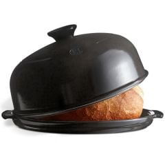 Emile Henry Seramik Yuvarlak Ekmek Fırın Kabı (34x34x16,5 / 4,5 Litre) Antrasit/Charcoal