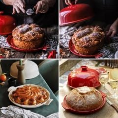 Emile Henry Seramik Yuvarlak Ekmek Fırın Kabı (34x34x16,5 / 4,5 Litre) Antrasit/Charcoal