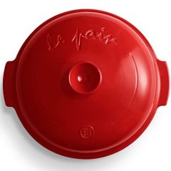 Emile Henry Seramik Yuvarlak Ekmek Fırın Kabı (34x34x16,5 / 4,5 Litre) Kırmızı/Burgundy