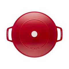Staub Chistera Yağmur Efektli Kapaklı Döküm Tencere 24cm - Kiraz