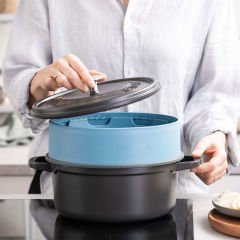 GreenPan Steamy Buharda Pişirici 24cm Mavi Renk